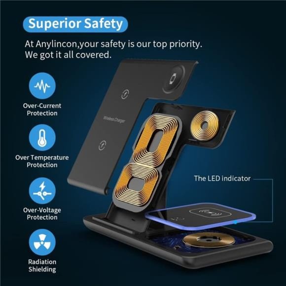 Wireless Charger 3 in 1 Wireless Charger Station for Apple iPhone - Picture 4 of 6